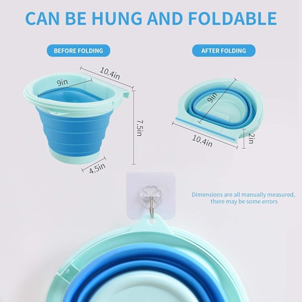 Eleganted hopfällbar soptunna för kök 4L silikon soptunna hopfällbar hängande soptunna för köksskåpsdörr bil sovrum badrum förvaring bänk skräp tunna hopfällbar (blå)