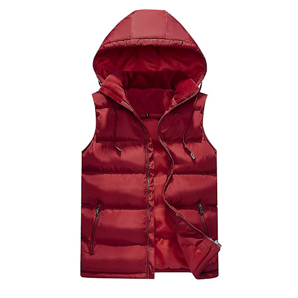 Herre Hætte Solid Farve Dun Vest Gilet,XXL