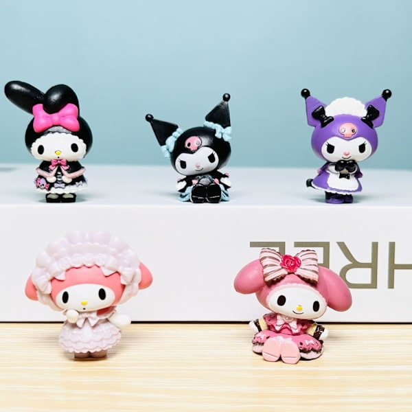 Anime Figur Legetøj Anime Kage Toppers Sød Værelse Dekoration PVC Model Dukker Sød Action Figur Statuer (melo-Kuro 5stk)