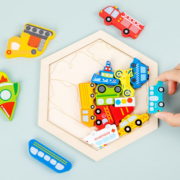 Montessori Träleksak 3D Djurpussel Matematik Leksak