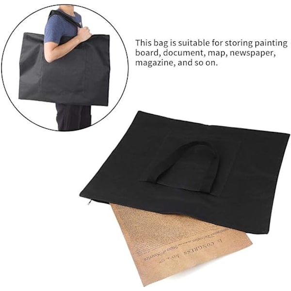 A2 ritplatta förvaringsväska, canvas konstportfölj bärväska konstnärer portföljer väska tote väska för skissning målning resor konstmaterial