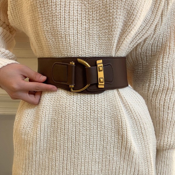 4 st Fashion Elastisk Midjebälte Retro Läder Klänning Midjeband För