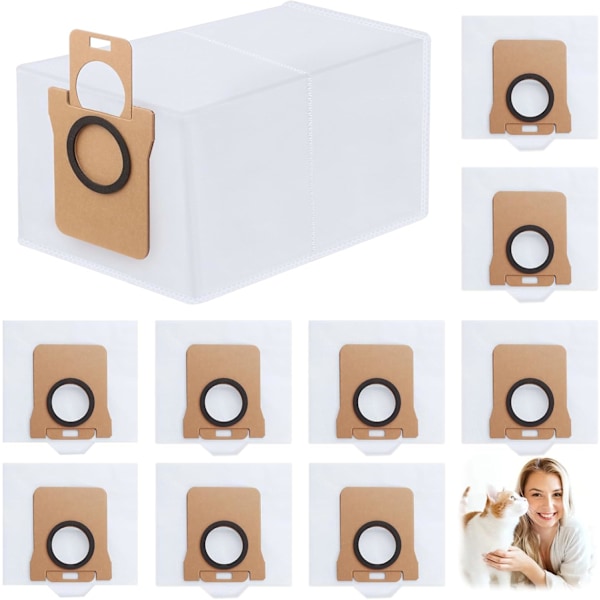 10-pack dammsugarpåsar tillbehör för L10s Ultra / L10 Ultra / L20 Ultra dammsugare, 2,5L stor kapacitet, för Xiaomi X10 & Dr-eame L10 Ultr