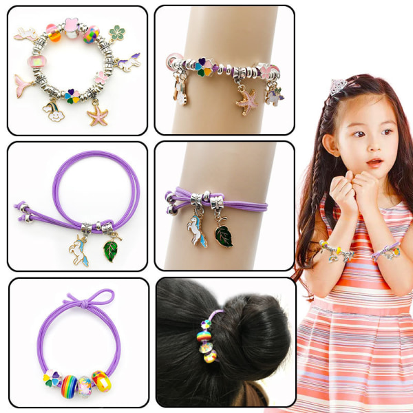 Barn gör-det-själv pärlor smycken, pärlor för flickor leksaker DIY armband Multico