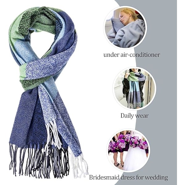 Dam Scarf Fashion Lång Rutig Sjal Wraps Stor Rutnät Vinter Varma