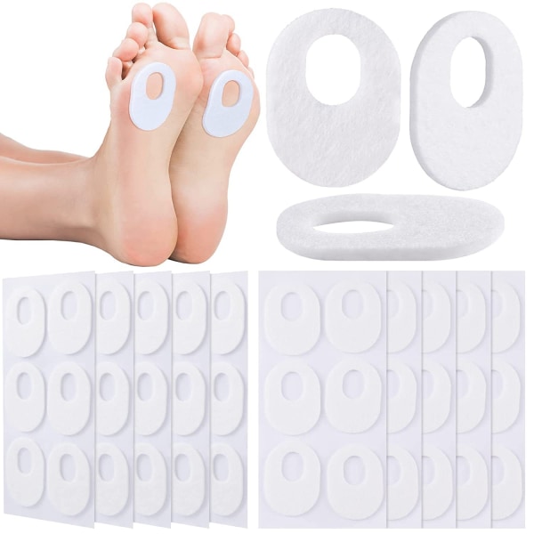 60 Pack Callus Pads Mjuka Filt Callus Oval Forma Majspads, Vita