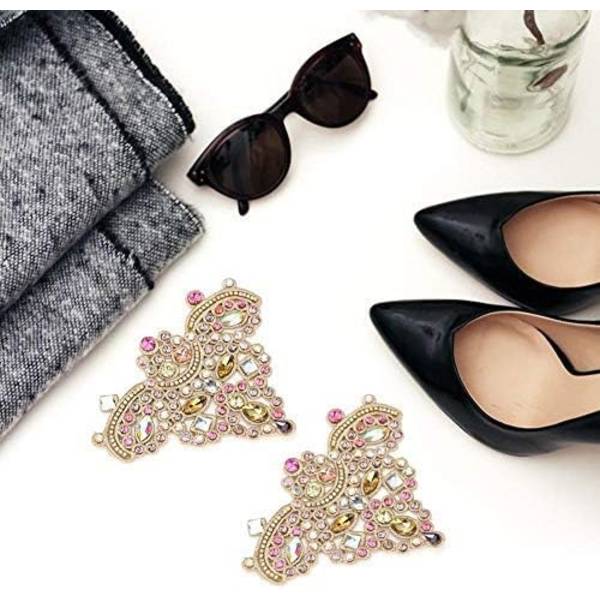 2 kpl Rhinestone Crystal Applique DIY Ommeltava Tekohelmi Patch