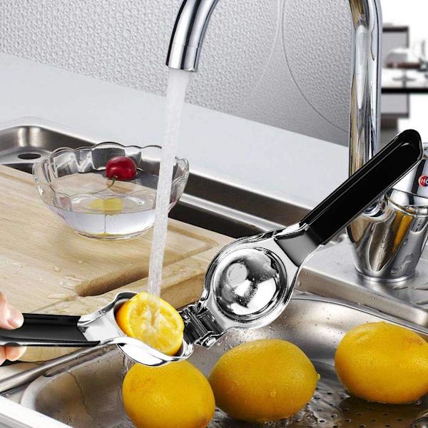 Citronpress - Manuell citruspress med silikonhandtag (svart)