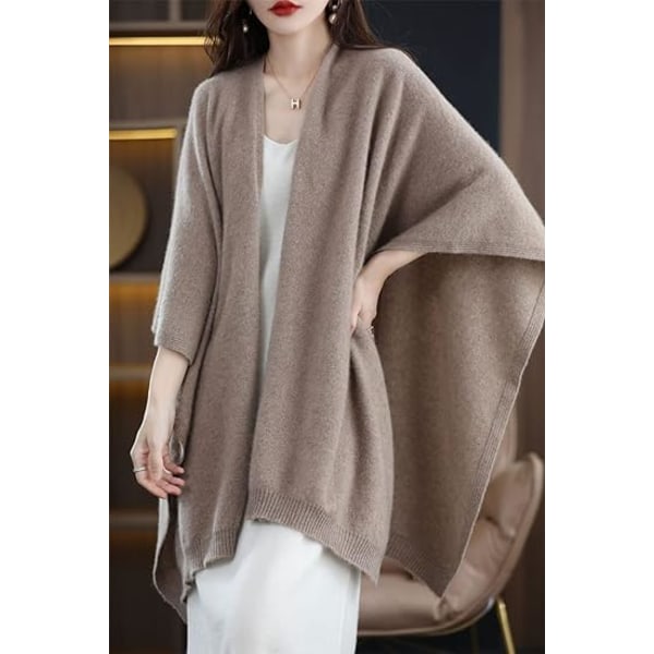Kvinners Sjal Wrap Plus Size Cardigan Merino Ull Poncho Cape Høst Vinter O