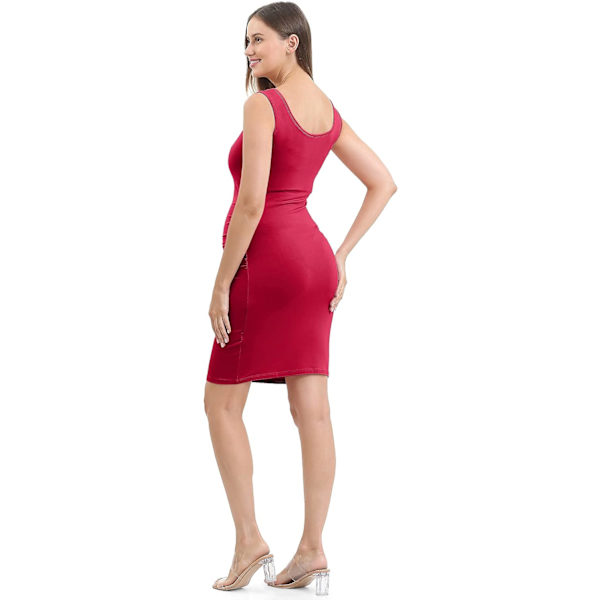 Sommarklänning utan ärm för gravida kvinnor, graviditetstank, rund halsringning, mammakläder, casual bodycon-kläder XL