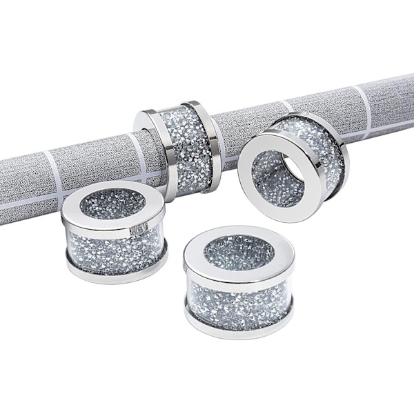 Sølv Diamant Glass Serviettholder Rustfritt Stål Innrammet Krystall Sølv Serviettringer Sett med 4 Stykker