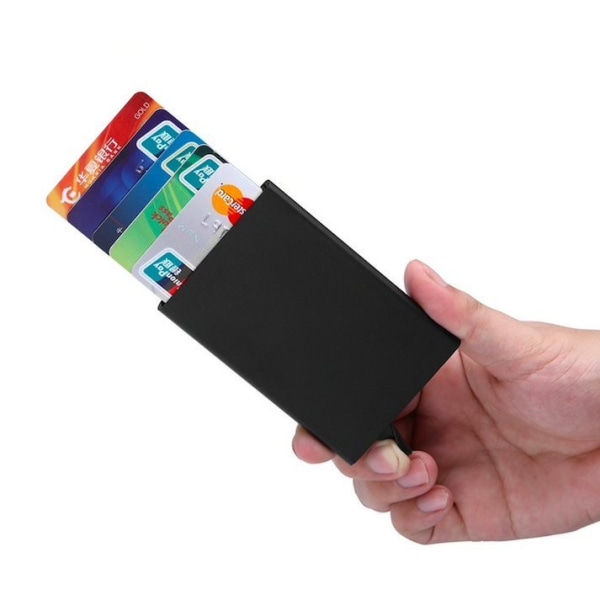 Pop-up kortholder - aluminiumskasse - (RFID-sikker) Sort