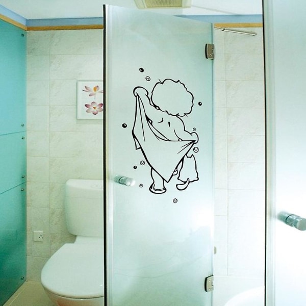 Duschglasdörrklistermärken Barnbadande väggdekaler Söt Waterp