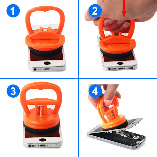 Sugkoppsset med 2 stycken, för karossarbete, kakel, fönster, mini-sugkoppar för mobilreparation, orange