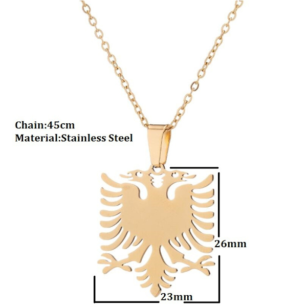 Halsband med cheina e flamurit albansk örn guldpläterad & silv