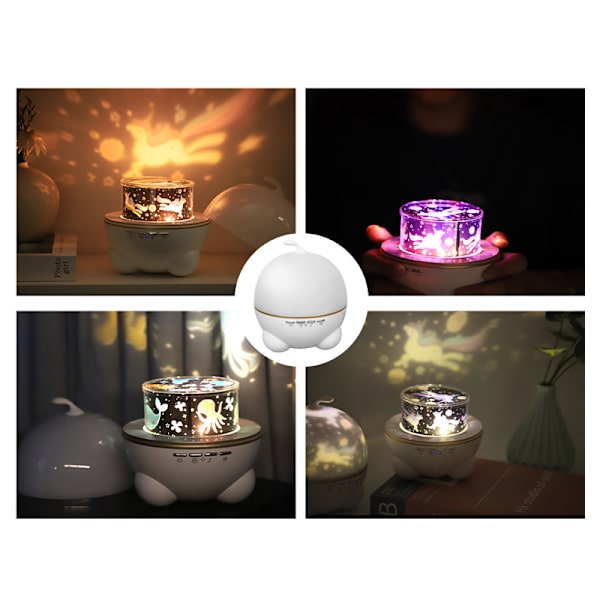 Stjernehimmel-projektor LED-nattlys 12 lysbilder, oppladbar USB