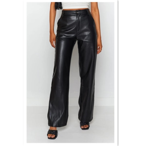Dam High Waist Fickor Raka Vida Ben Jeans Läder Look Byxor XL