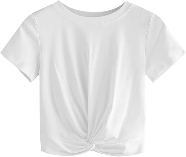 Kvinde Sommer Top Solid Kortærmet Twist Front Tee T-Shirt XL