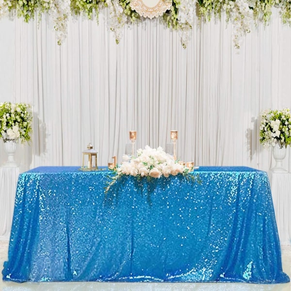 Rektangulær Sequin Dug Aqua Blå Dug Uden Sammenføjninger 50x1