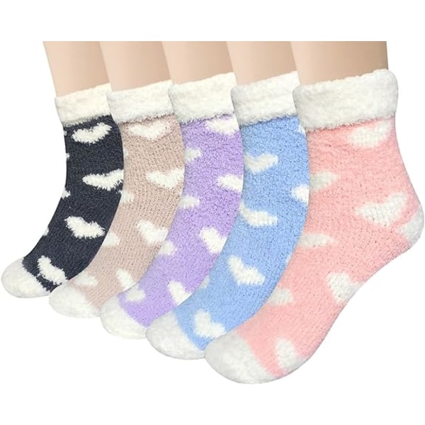 5 par Dame Fuzzy Socks Vinter Varm Hyggelig Fluffy Super Soft Sli