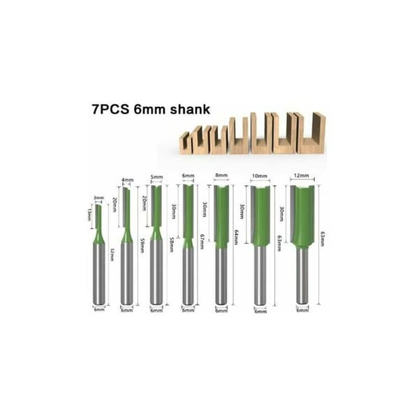 Router Bit lige router bit til 7 stk 6 mm skaft lige træ wolfram ca