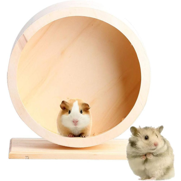 Hamsterhjul, tyst träträningshjul för hamster, träningshjul för gerbiler chinchillor igelkottar möss och andra smådjur (L)