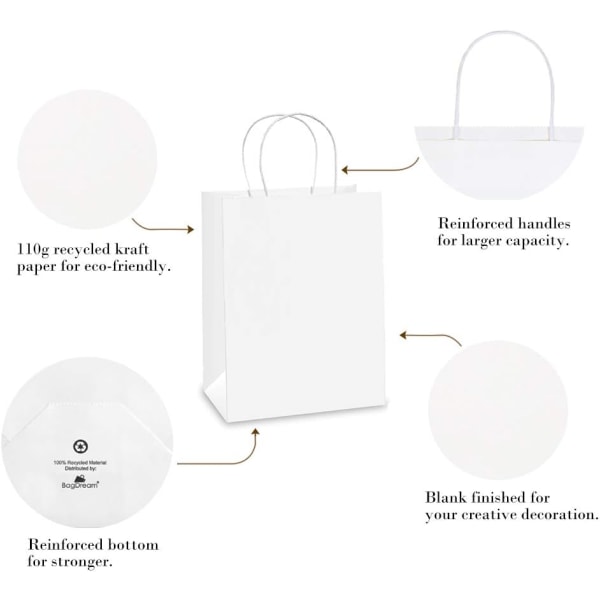 5 stk gaveposer i papir 21*11*27 cm Gaveposer, handleposer, Kraft