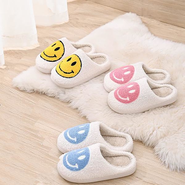 Kvinders plys hjemmesko Smiley Vinter varme kvinders hjemmesko （Størrelse：36-37）