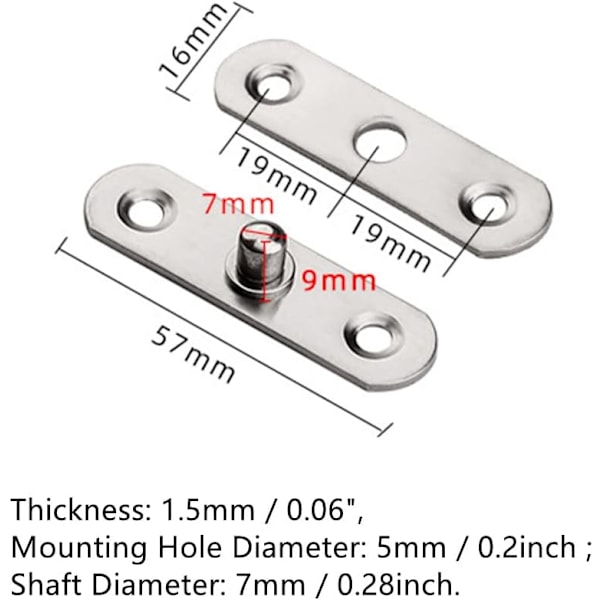 8 st 360 Graders Rostfritt Stål Pivot Dörrgångjärn 57mm x 16mm