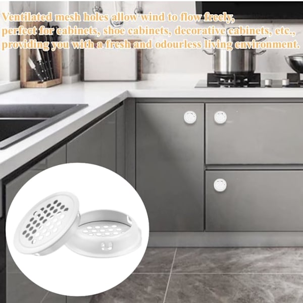 20 stk Hvite Ventilasjonsgitter, 35mm Rundt Luftventilgitter, Rustfritt Stål Ventilasjonsgitter Rundt Luftventilgitter Hvit Rundt Luftventilgitter Hull