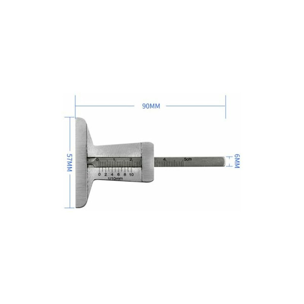 1 st Car Tire Depth Gauge, Rostfritt Stål Däck Checker, Skjutmått för