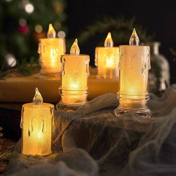Set med 3 LED-ljus, små elektriska ljus för födelsedag, bröllop, halloween, juldekoration