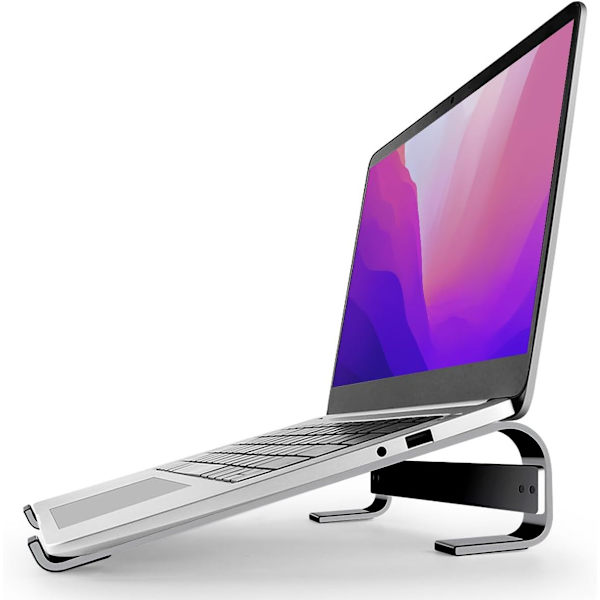 Laptopstativ - 10 till 18 tum Laptopstativ - Universellt Ventilerat Laptopstativ Kompatibelt med MacBook, Notebook, ASUS, Acer, etc - Svart Aluminium