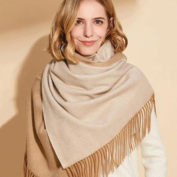 Tørklæde til kvinder Cashmere tørklæde 60*190CM Vinter Pashmina sjal beige Tyk Oversize