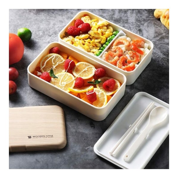 Matförvaring Lunchlåda 2 fyrkantiga behållare, används för ätpinnar för vuxna och S