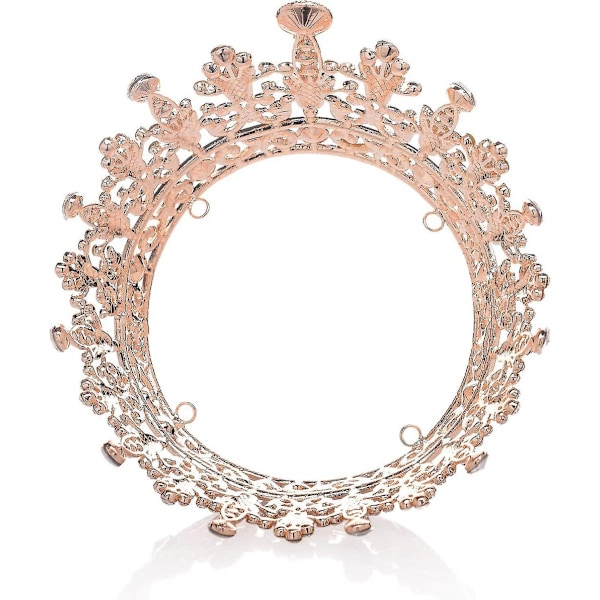 Rose Gold Fuld Rund Krystal Dronning Krone Rhinestone Brude Tiara Bryllup