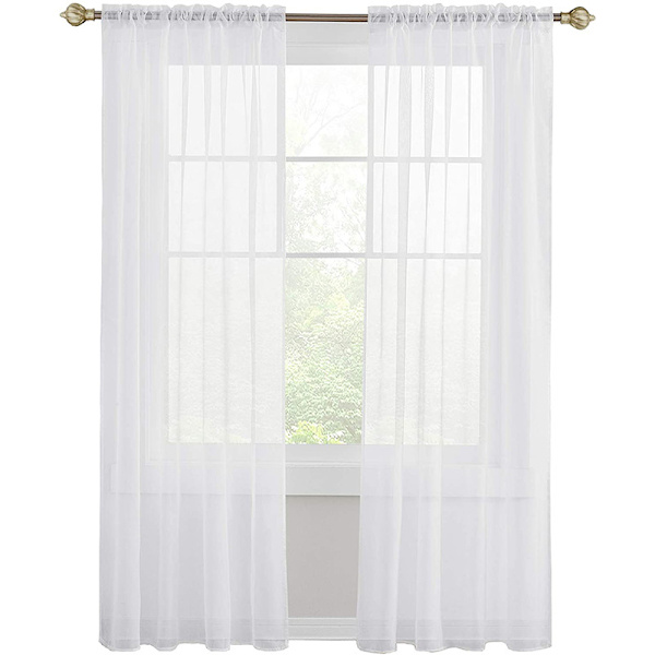 Voile Gardiner med Øjer til Vindue 132*243cm Voile Hvid