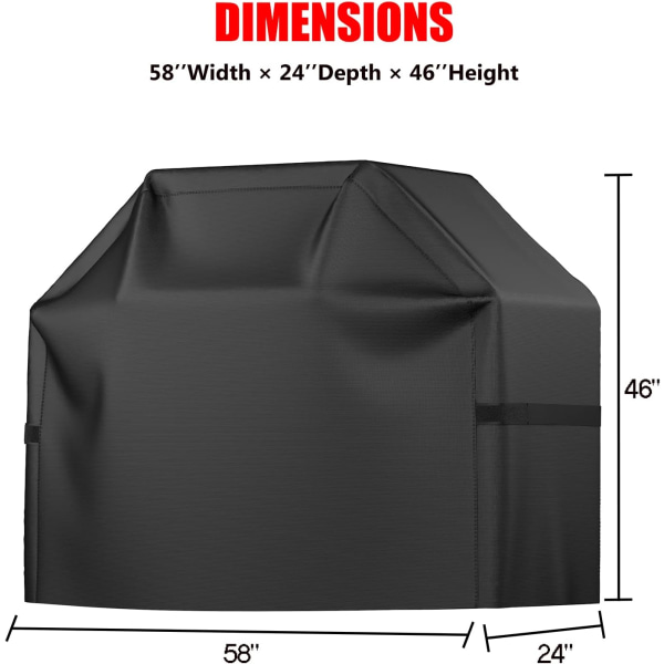 BBQ-grillskydd, vattentätt, rivsäkert, anti-UV, blekningsbeständigt, gasgrillskydd, svart, 145*61*117cm