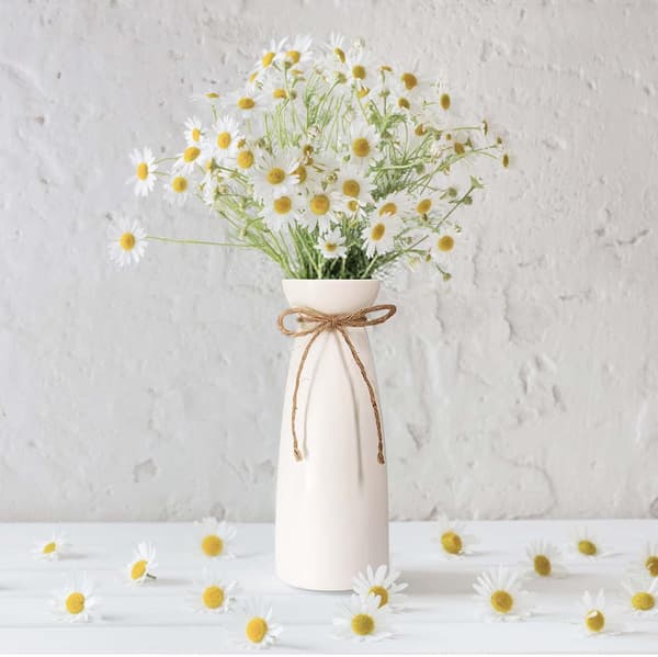 Keramisk vas, stor vit blomvas, modern bordsdekoration, hög