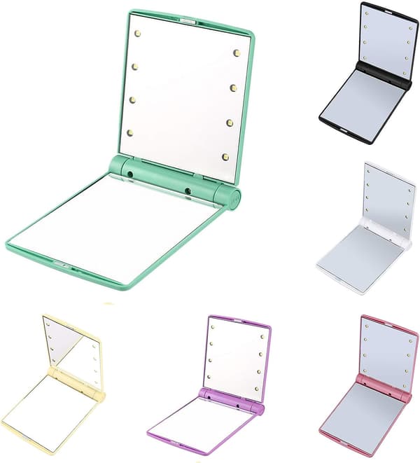 1 stk Foldable 8LED Lighted Makeup Mirror med justerbar lysstyrke