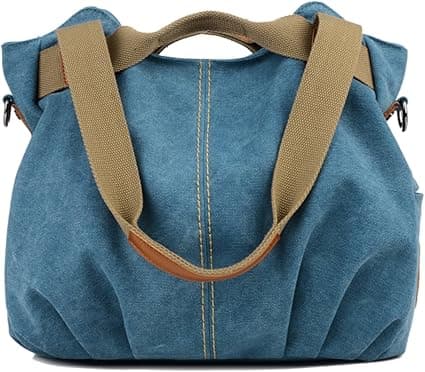 Dam Canvas Handväska Crossbody Väska Axelväskor (Blå)
