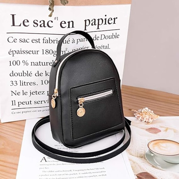 Fashion Liten Ryggsäck, PU Läder Mini Ryggsäck, Axelväska, Fritids Liten Axelväska Skolväska för Kvinnor