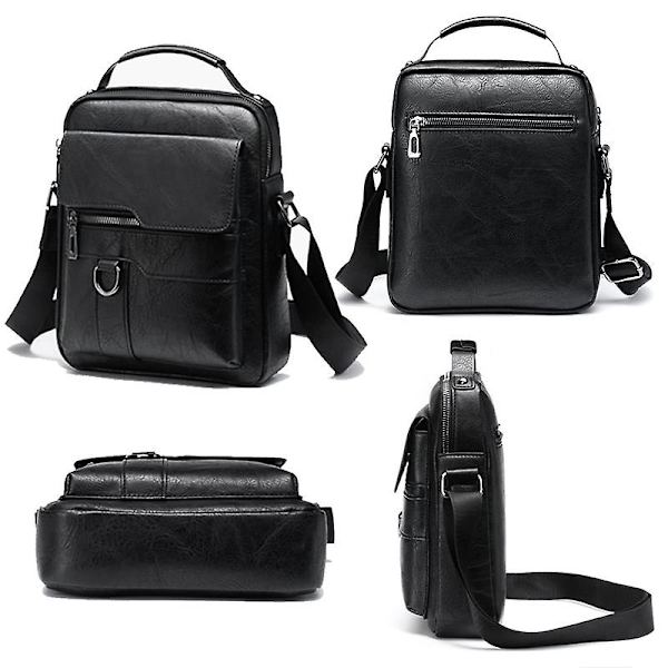 Messenger Bag kompatibel Män Crossbody Axelväska Liten Vintage PU Läder Satchel Väska Sidokropp Handväska