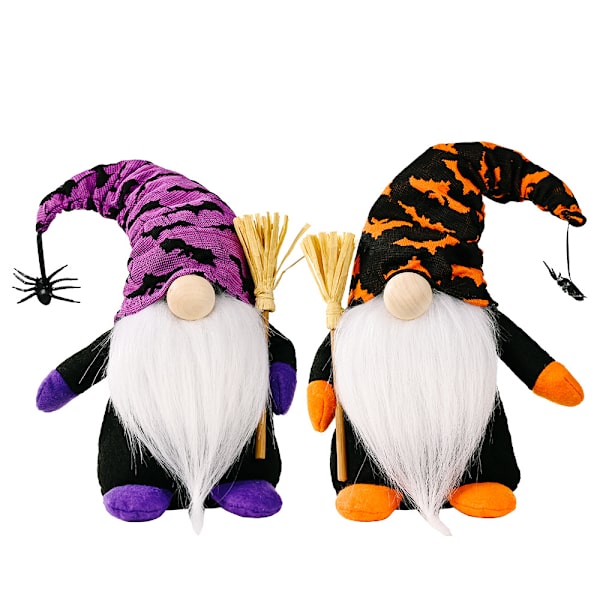 2 stk Halloween Gnomes plysjdekor - Heks Tomte Svensk Gnome Skandinavisk