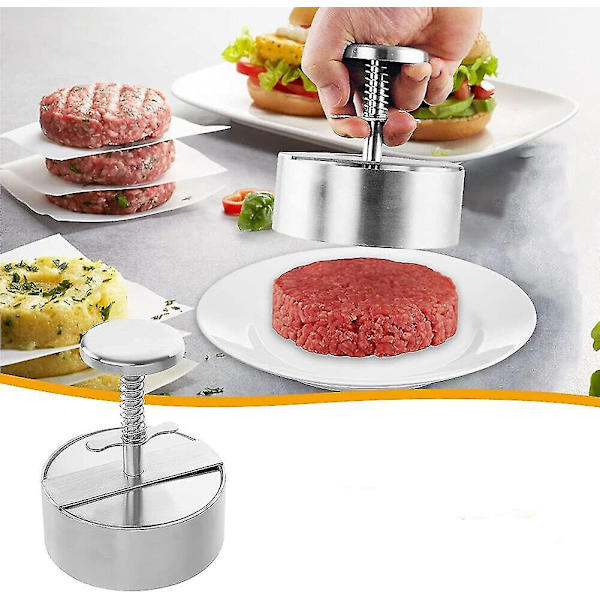Burgerpress i rostfritt stål, perfekt för BBQ-kök