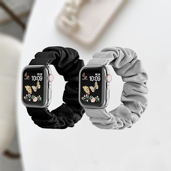2-pak elastisk stof urrem udskiftning scrunchie kompatibel med 38/40/41mm urremme