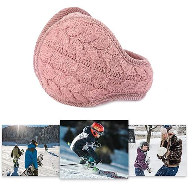 Unisex Varm Stickade Öronmuffar Dam Cashmere Vinter Ren Färg Utomhus