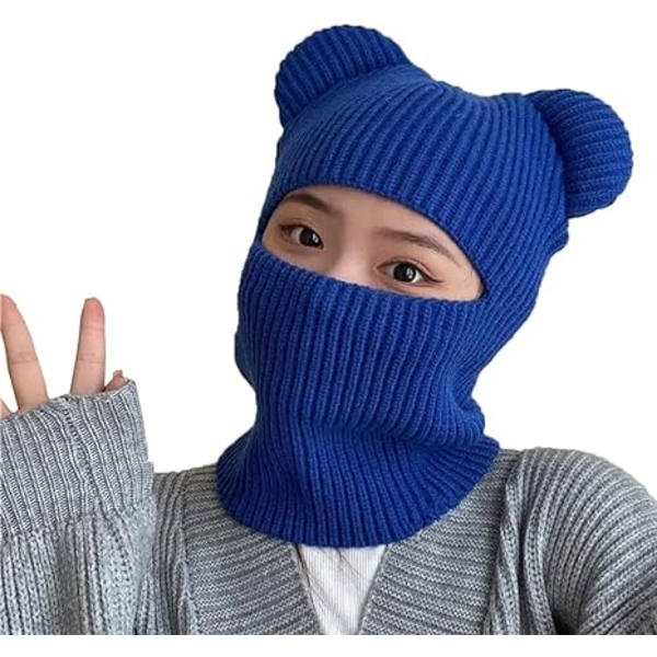 Vinterhue Varm Hætte Halstørklæde Hat Balaclava Strik Hue Hat til Kvinder