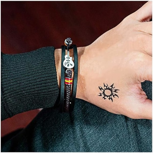 Herr Gitarr Armband Flätad Flerskikts Läder Armband Rostfritt Stål Musikälskare Armband för Honom
