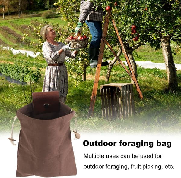 Pakke med 2 foderposer, sammenklappelig lærredsfødevarepose, svampesøgningspose til vandreture, camping, strandkamme
